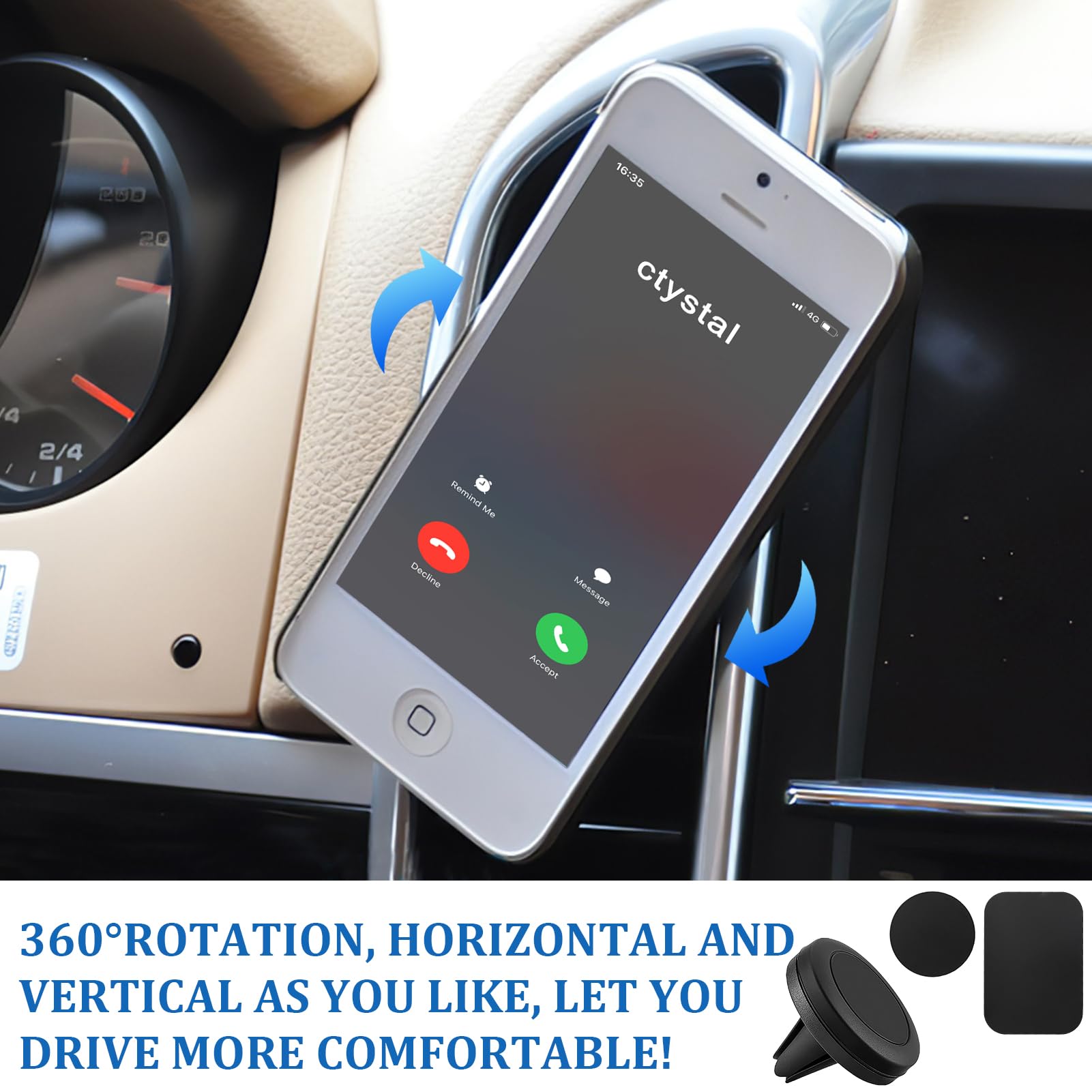 2 Supports Magnétiques Pour Téléphone Voiture - Rotation 360°, Fixation Sur Tableau De Bord - Aimant Puissant, Facile à Installer - 11