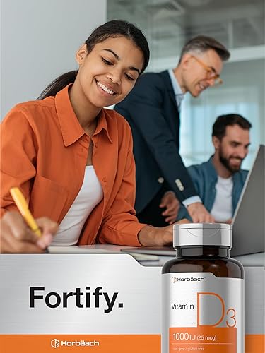 Miniatura 7 de Horbäach Vitamina D3 1000IU (25mcg) cápsulas blandas  180 unidades  Fórmula de alta potencia  Suplemento sin OMG y sin gluten