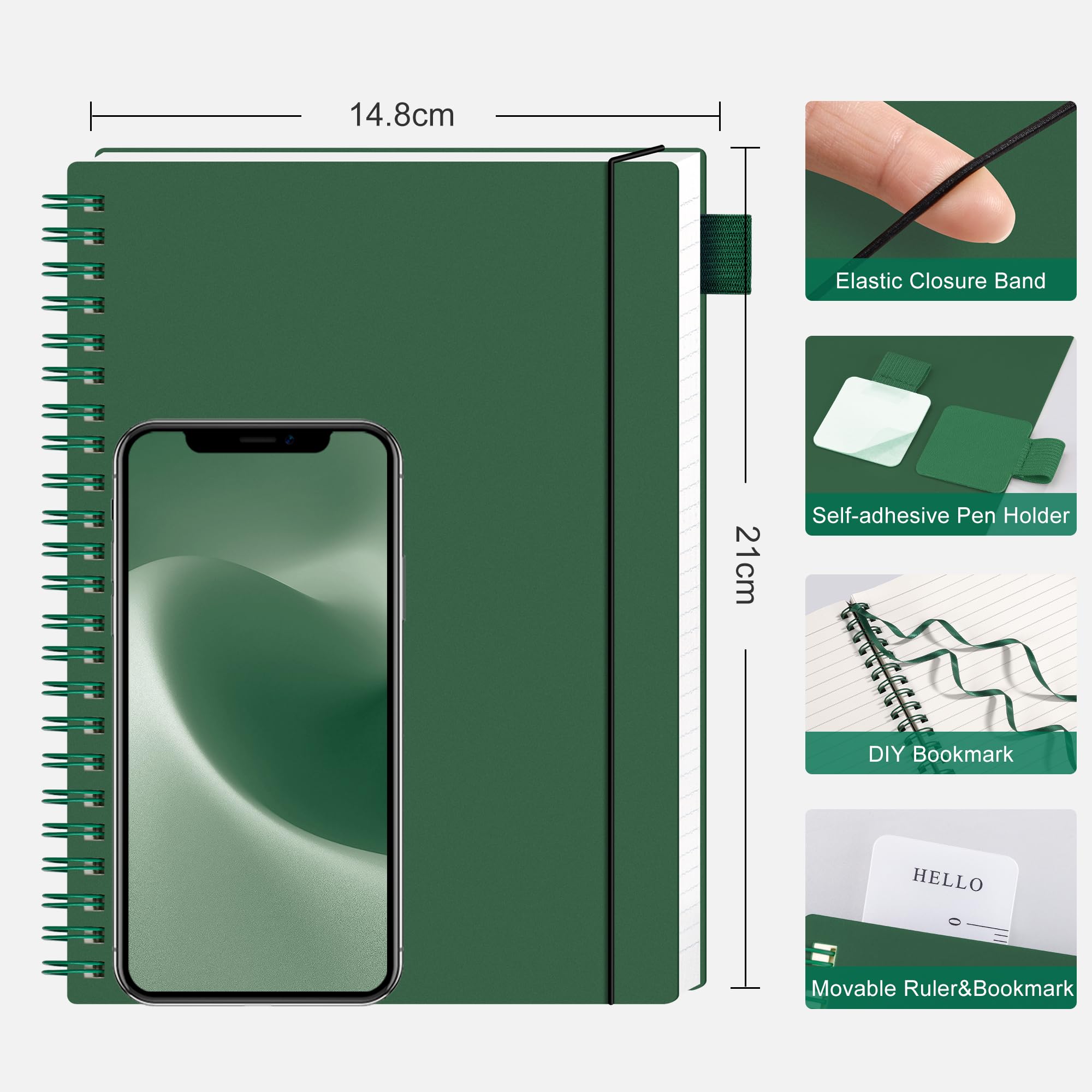 RETTACY A5 Notebook, Journals for Women Lined,Wirebound Spiral Notebook 160 Pages for Writing,100gsm College-Ruled Paper - Image 2