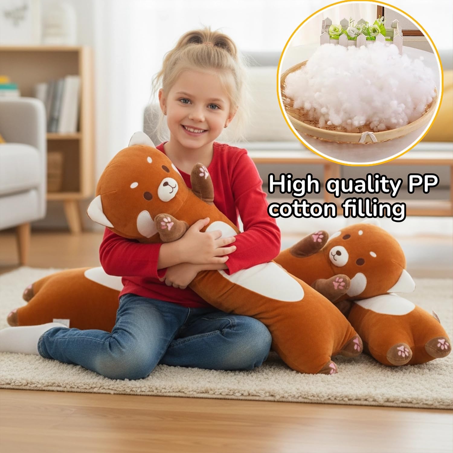 Red Panda Stuffed Animal Pillow - Long Red Panda Plush Toy, Super Soft Hugging Pillow for Kids & Adults, Gift for Christmas & Home Decor (90cm/35.4inch)