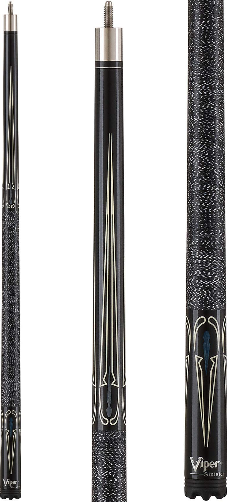 Sinister 58" 2-Piece Billiard/Pool Cue, Black with Cream Points