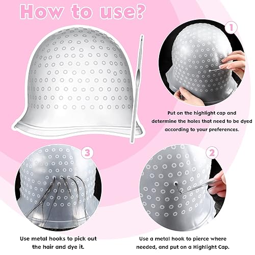 Miniatura 5 de Juego de resaltados para colorear el cabello, gorra y gancho de silicona, 2 piezas de guantes de tinte para el cabello negro, cepillo de tinte,