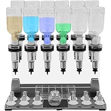Manual Perfume Dispenser Perfume Dispenser Pump, Glass Perfume Bottles with 12 Bottles Perfume Tester Rack for Stores & Bars, Black