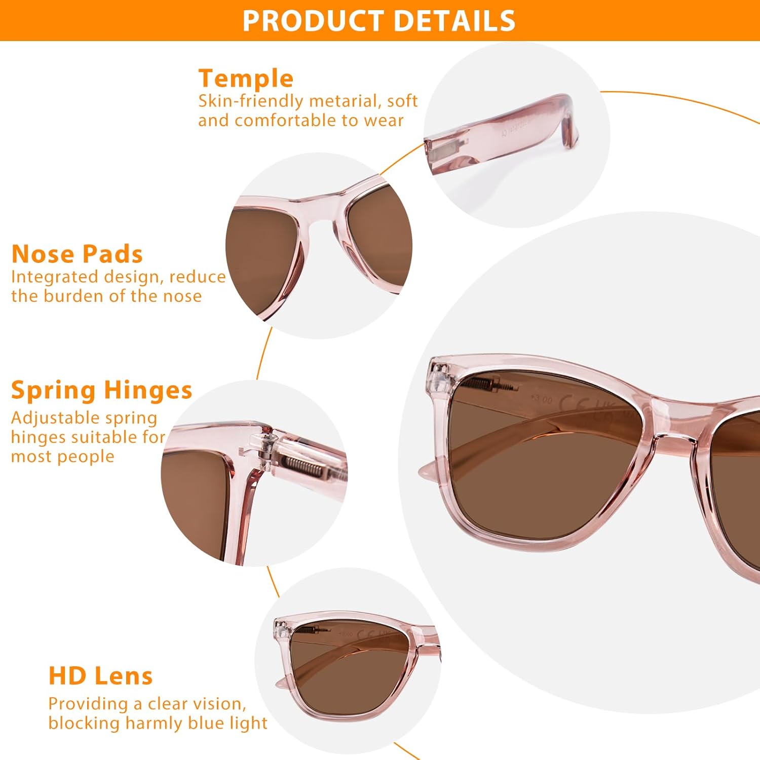 Progressive Reading Sunglasses for Women and Men Spring Hinges Multifocal Readers Sunglasses UV400 Protection