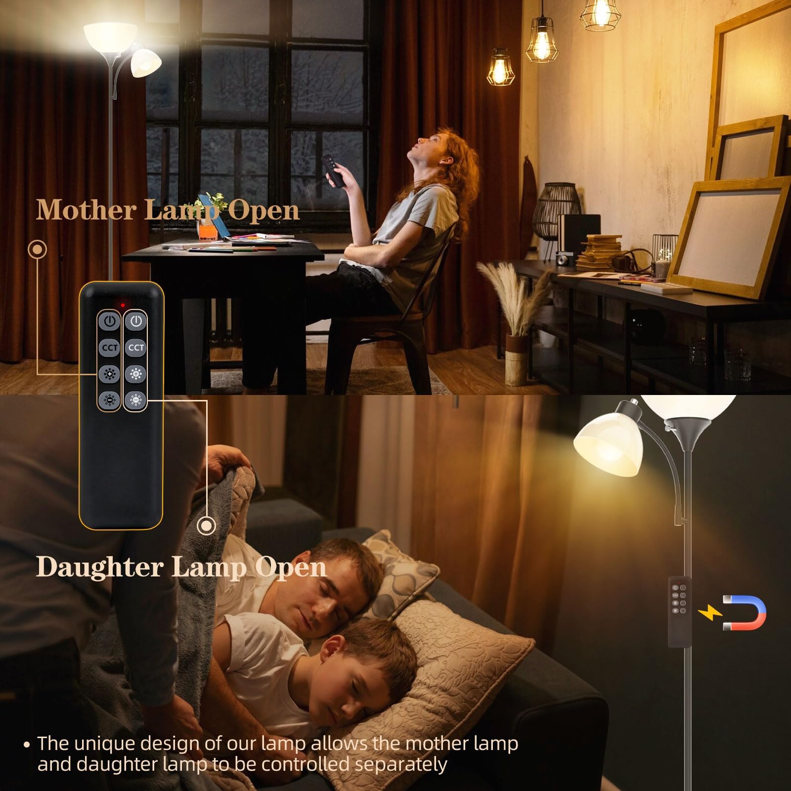 Best Floor Lamp with Remote: 2026 Picks 2 GERGO Led Floor Lamp, Super Bright 11W+7W 2100LM Torchiere Floor Lamps for Livin — product photo
