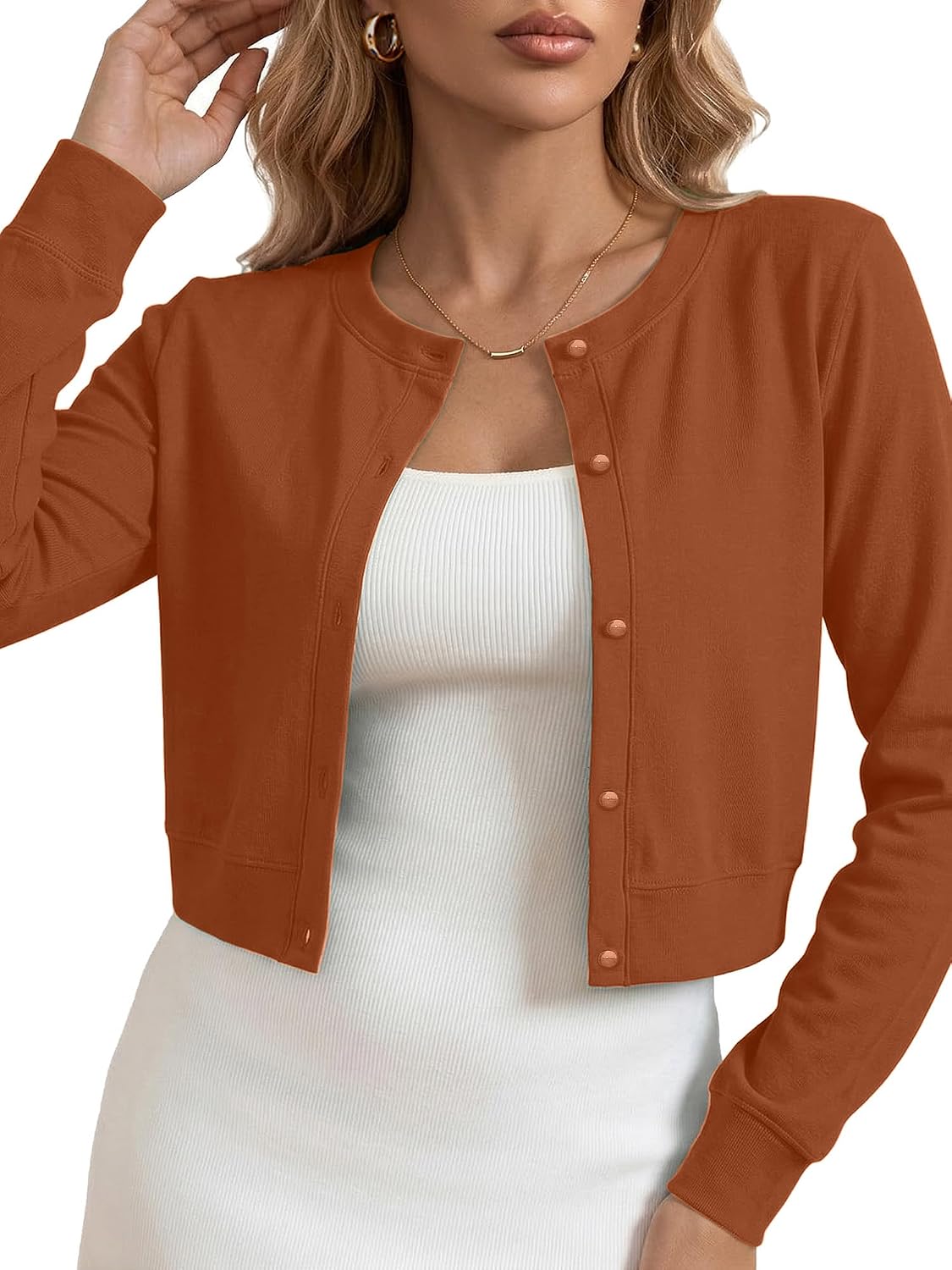 Heymoments Women's Thin Shrugs Long Sleeve Lightweight Cropped Tops Open Front Cardigan for Dress S-2XL