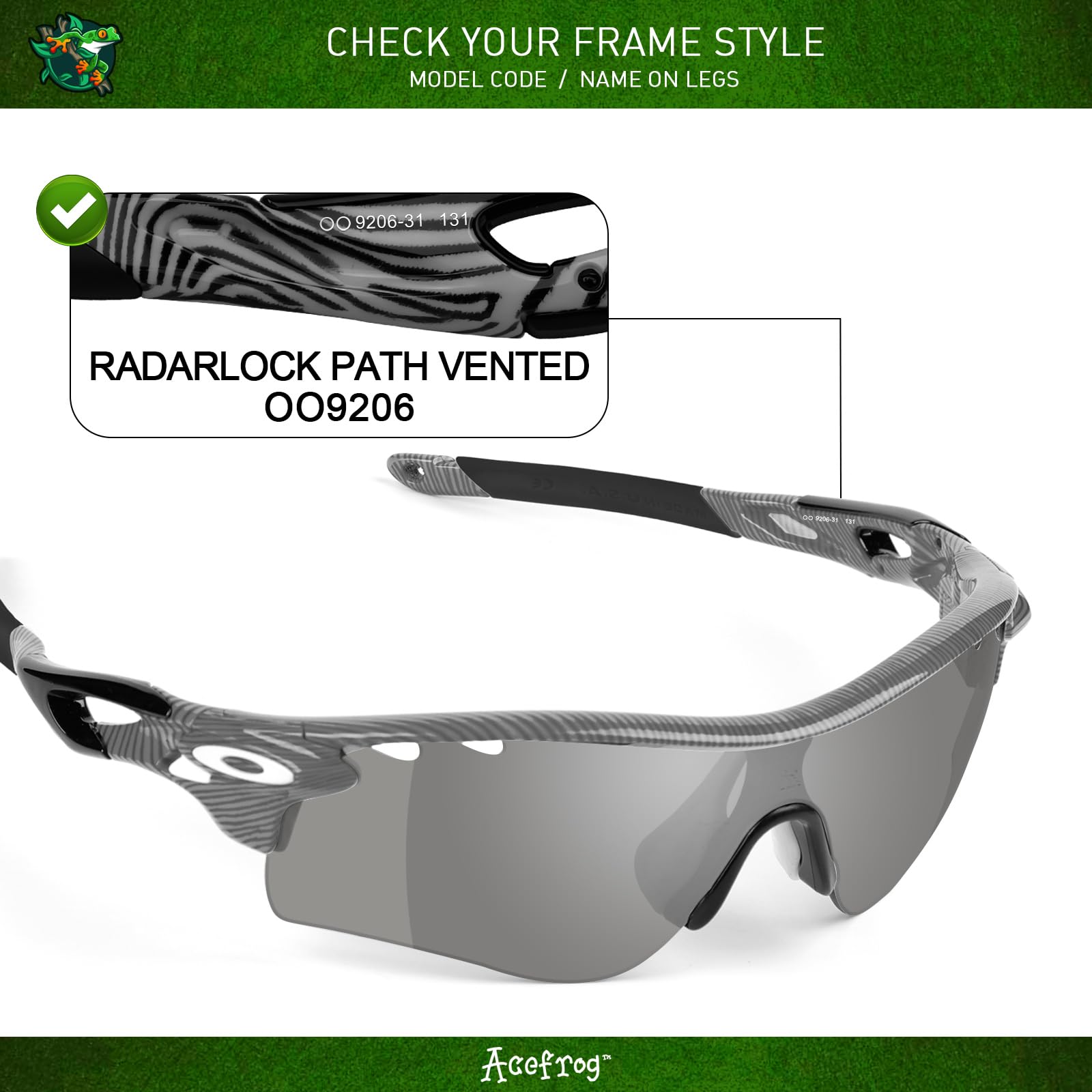 Acefrog 4 lentes de repuesto polarizadas para gafas de sol Oakley RadarLock Path, perfectamente ajustadas, inastillables, antiarañazos, paquete económico