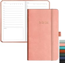 RETTACY To Do List Notebook - Pocket To Do List Planner NotePad with 192 Pages, Pen Holder, Back Pocket, for Women Men Work Office Travel 9.4 x 16.8cm - Pink