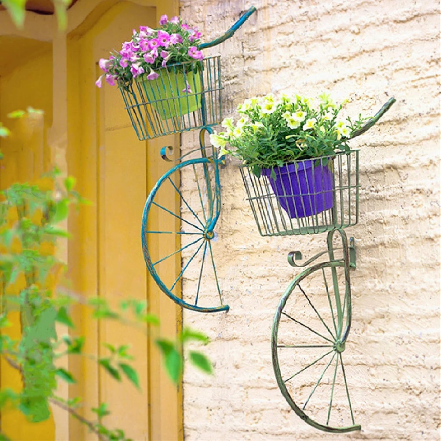 Metal Plant Stands, Heavy Duty Bicycle Flower Pot Stands for Multiple Plant, Anti-Rust Iron Bike Plant Pot Shelf, Home Decoration Racks for Indoor Outdoor(Blue)