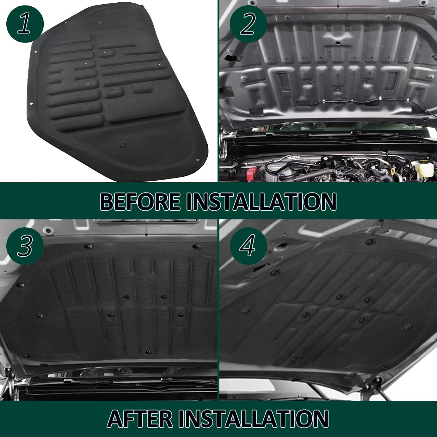 Replacement Hood Insulation Pad Mat for 2024 2025 2026 Toyota Tacoma 2025 2026 4Runner Hood - Hood Insulation Pad Heat Shield Sound Deadening Hood Heat Liner for 2024-2025 Toyota Tacoma Accessories