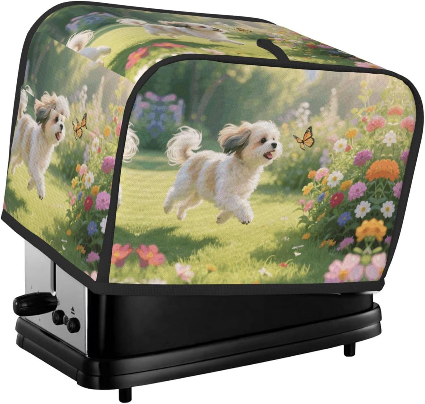 Shih Tzu Dog Toaster Cover 2 Slice, Waterproof Bread Machine Covers with Pockets Universal Size Kitchen Small Appliance Cover with Handle, Dust and Fingerprint Protection