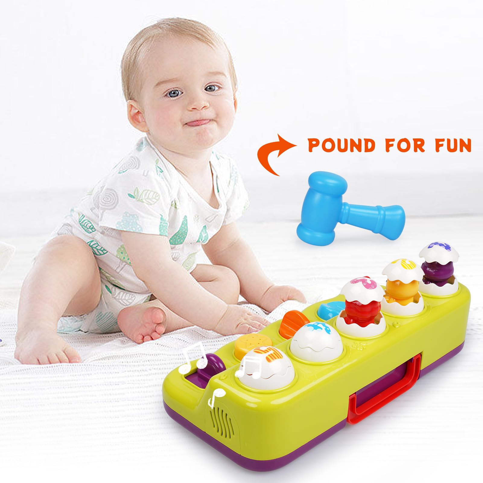 Juguete desplegable para niños pequeños con música y luz, causa y efecto para bebés de 6, 9, 12, 18 meses, juguetes educativos de aprendizaje temprano para niños y niñas de 1 a 2 años 8