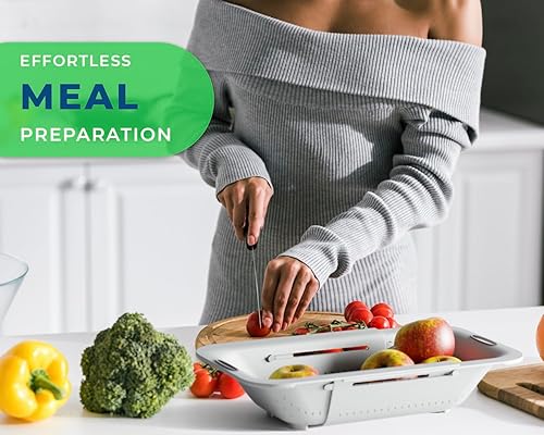 Miniatura 7 de Colador sobre el fregadero de Comfify - Colador elegante y moderno para cocina - Uso con pasta, verduras, granos, arroz y bayas y frutas - Colador,