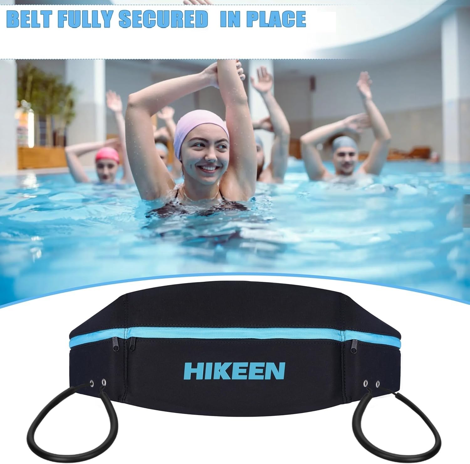 BOOSTEADY Swim Belt for Adults,Water Aerobics Equipment with Fixing Straps and Zipped Pocket,Pool Exercise Equipment for Adults for Pool Exercises and Workouts
