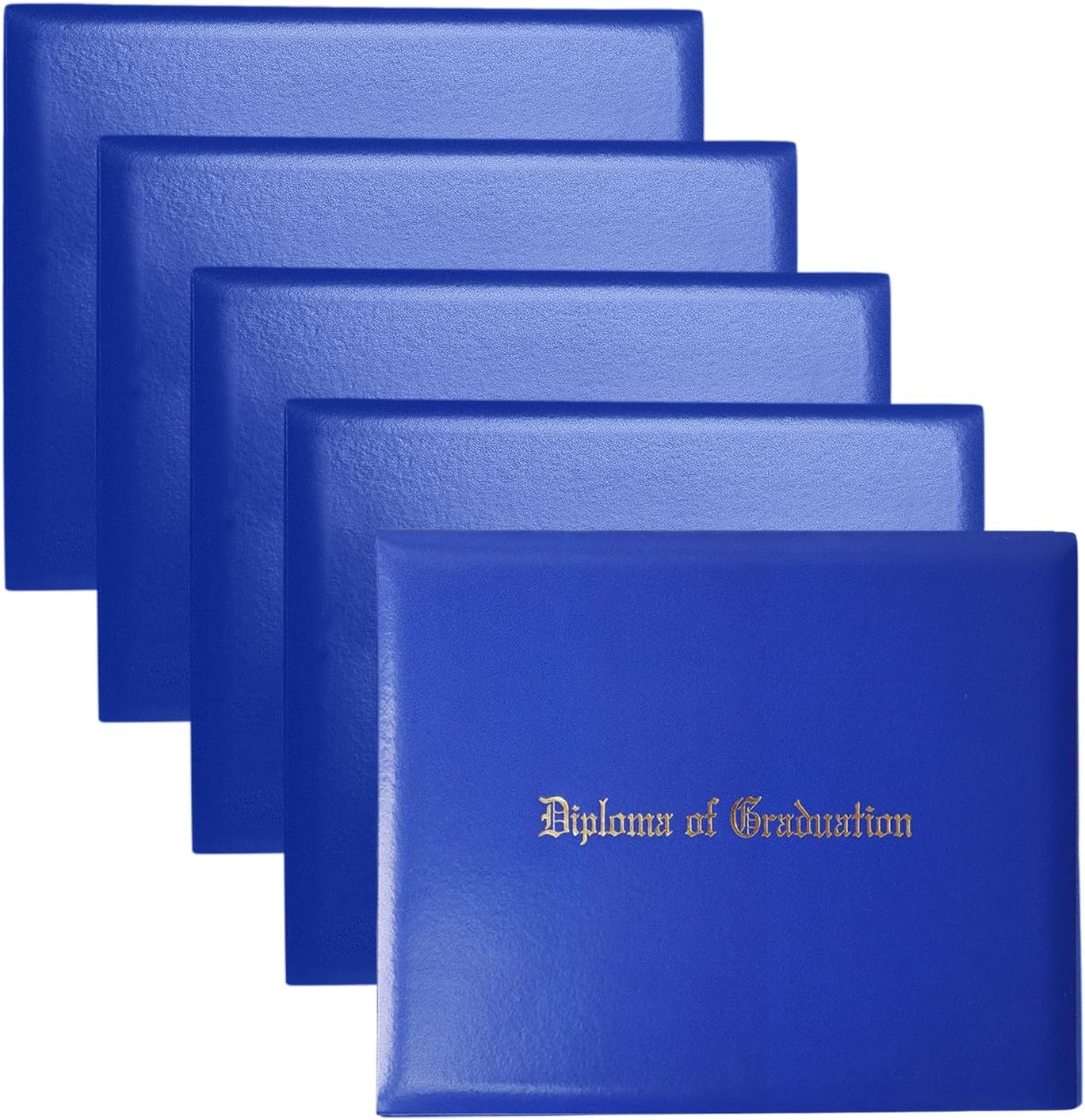 Happy Secret Imprinted Diploma Holder for 8.5"x11" Certificate - Graduation Cover with Smooth Leather, Royal Blue, 5 Packs