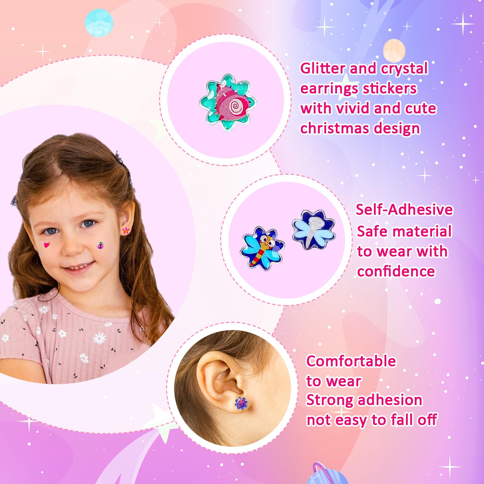 AUGSUN Boucles d'oreilles adhésives, 240Pcs Boucles d'oreilles adhésives 3D Autocollantes Boucles d'oreilles à Paillettes Autocollants Boucles d' oreilles en Cristal Autocollants pour Filles Enfants AUGSUN Boucles d'oreilles adhésives, 240Pcs Boucles d'oreilles adhésives 3D Autocollantes Boucles d'oreilles à Paillettes Autocollants Boucles d' oreilles en Cristal Autocollants pour Filles Enfants