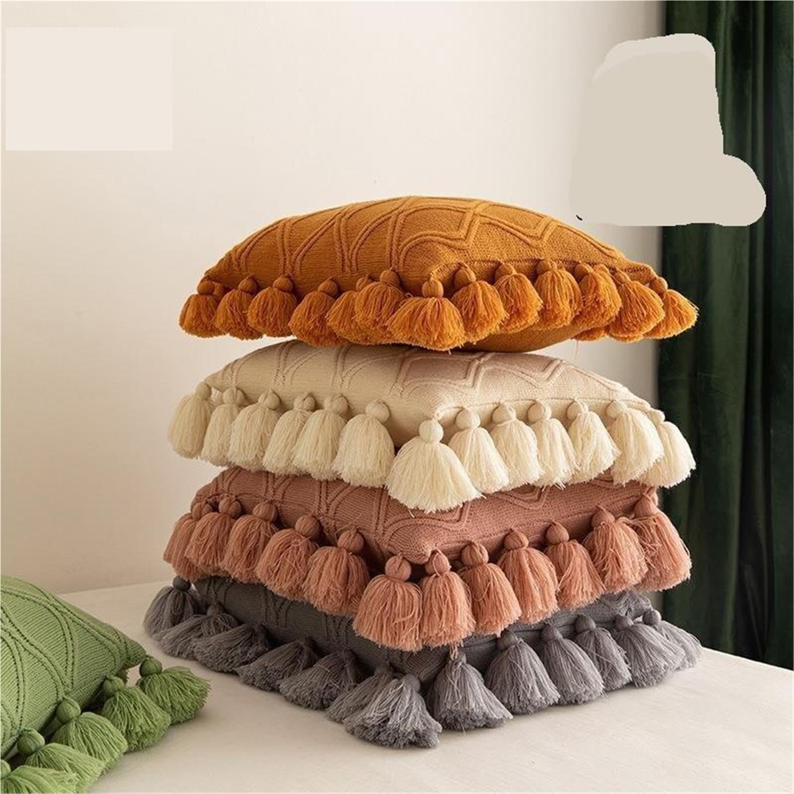 Gestricktes Rüschenkissen, Dekoratives Kissen for Zu Hause