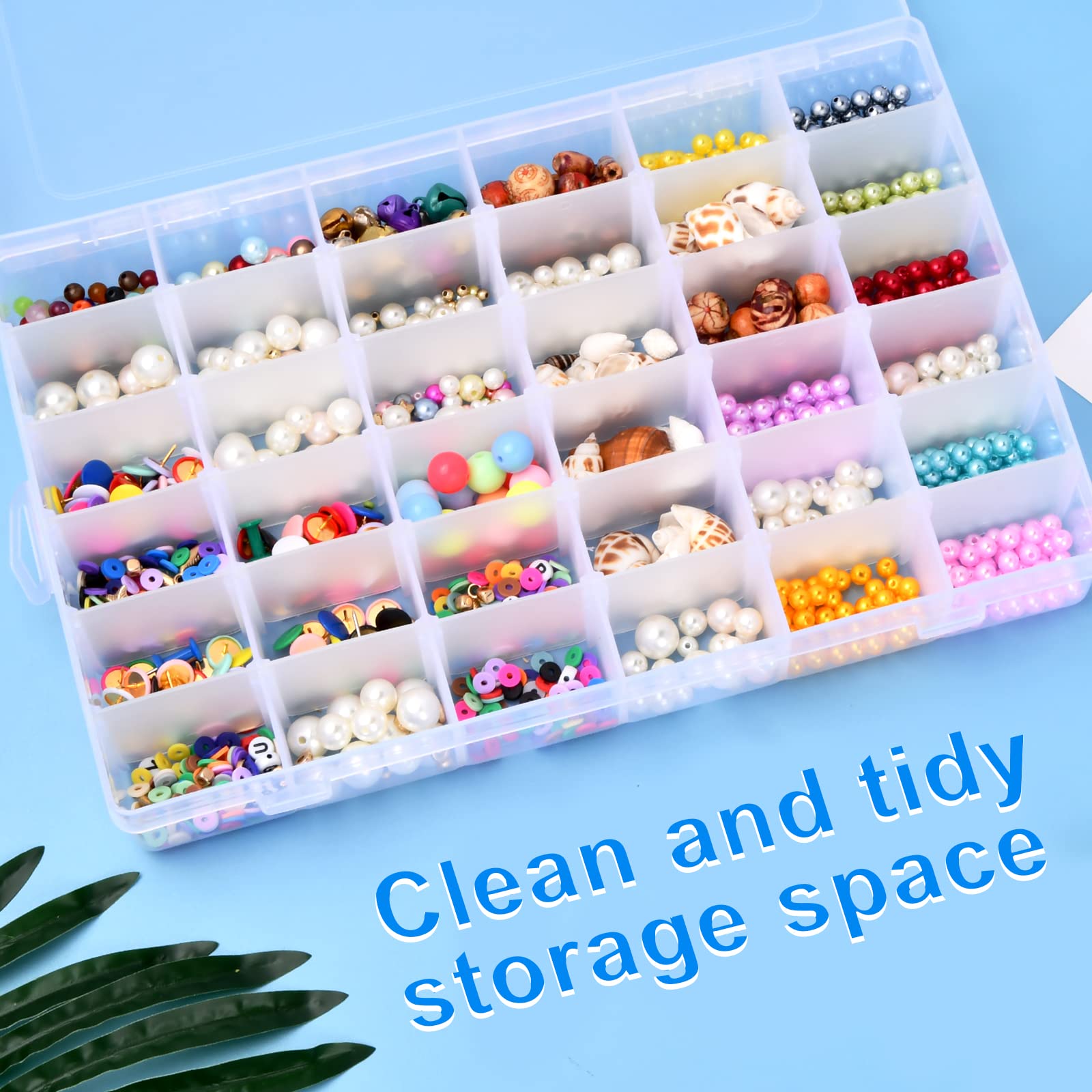 Set de 2 boîtes de rangement empilables en plastique transparent à 36 compartiments