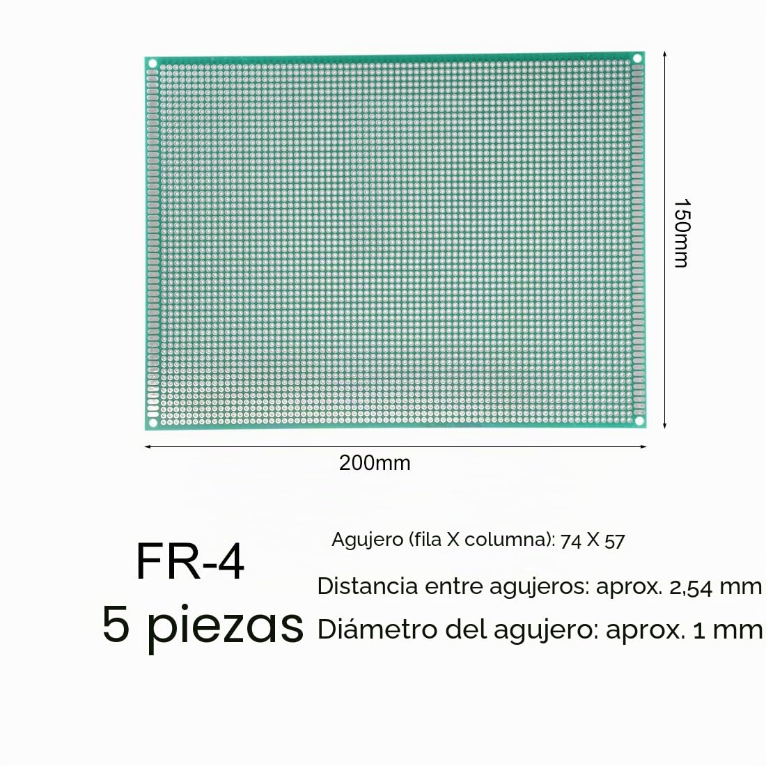 sourcing map Placa de circuito impreso universal de una cara de 15x20 cm para soldadura DIY 5 piezas