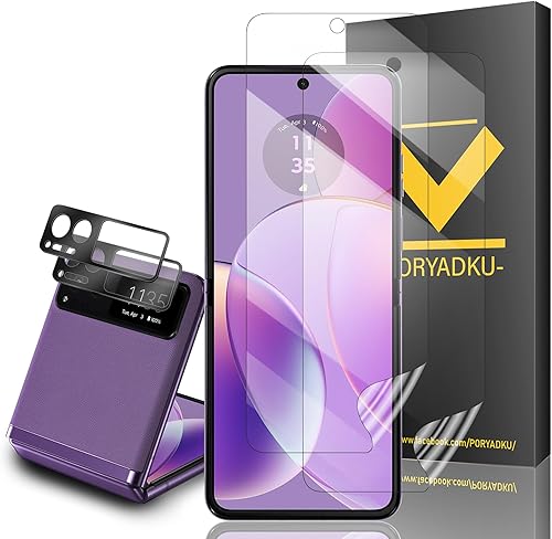 WILLONE Protector de pantalla solo para Motorola Razr (2023) modelo 2023 (2 protectores de pantalla interiores de TPU y 2 protectores de lente de
