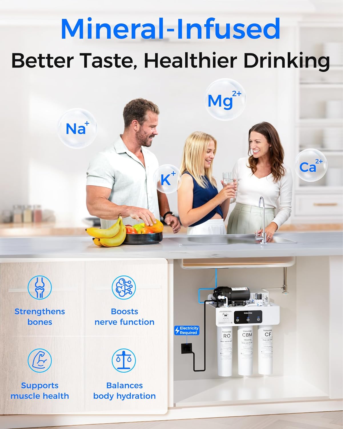 Waterdrop RT-2CFCBMRO Filter, Replacement for Waterdrop T3-M Tankless Reverse Osmosis Water System (𝐂𝐅*𝟐 + 𝐂𝐁𝐌*𝟏 + 𝐑𝐎*𝟏)