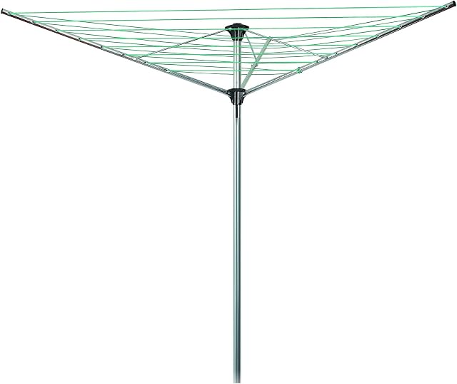 Qollection 3 Arms 30m Rotary Garden Washing Line Tree umbrella system Clothes Airer Dryer Pole Powder Coated Steel Folding Laundry outdoor Support prop Airer