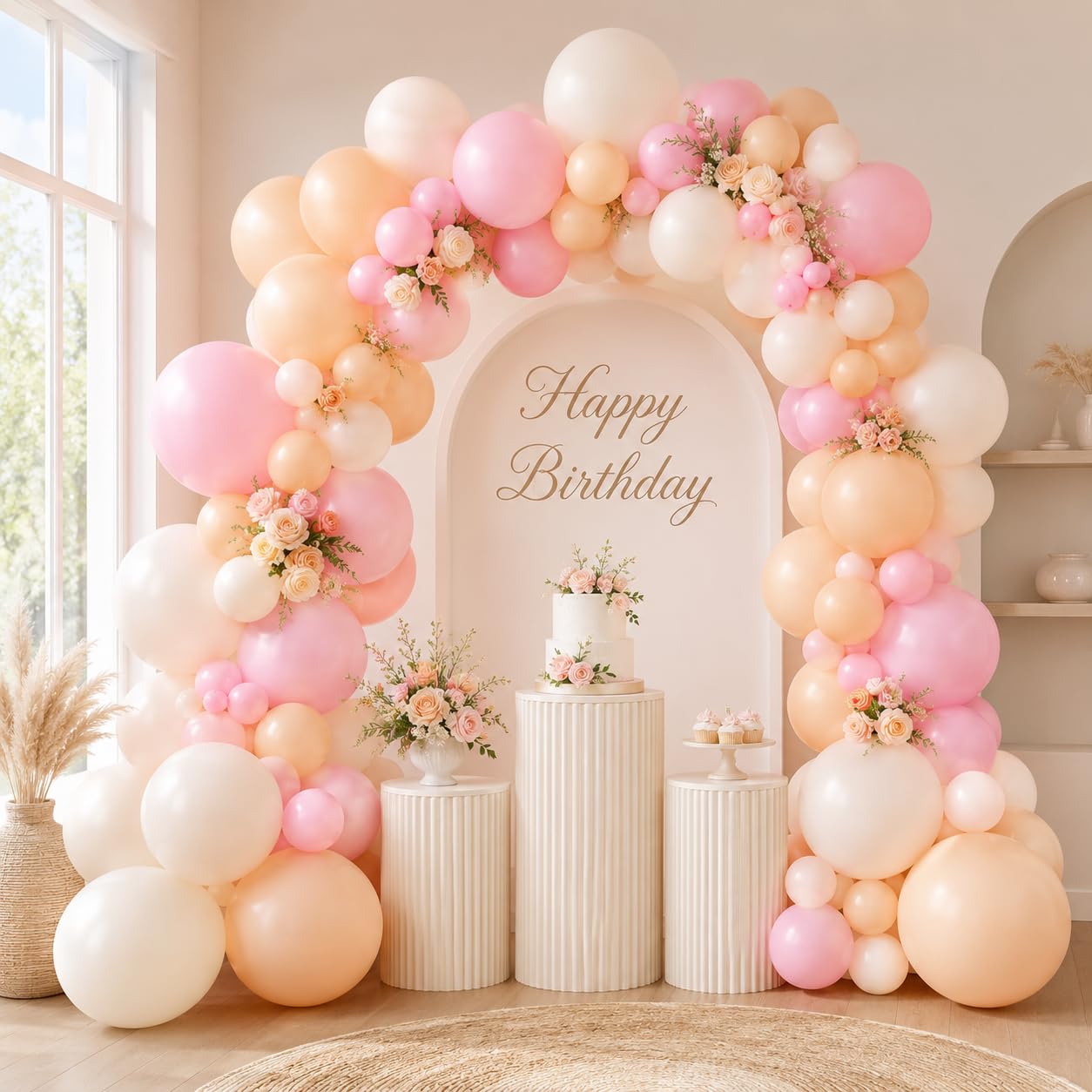 Zestaw łuków neutralnych balonów, 122 szt., kość słoniowa, biały, makaronik, różowe, cieliste, matowe balony dla dziewcząt, boho, urodziny, ślub, zaręczyny, zakurzony różowy, przyjęcie, baby shower