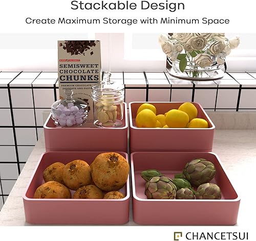 Miniatura 2 de Juego de 6 organizadores de cajones apilables de 6.6 x 6.6 pulgadas, organizadores cuadrados de plástico para cajones de tocador y contenedores de