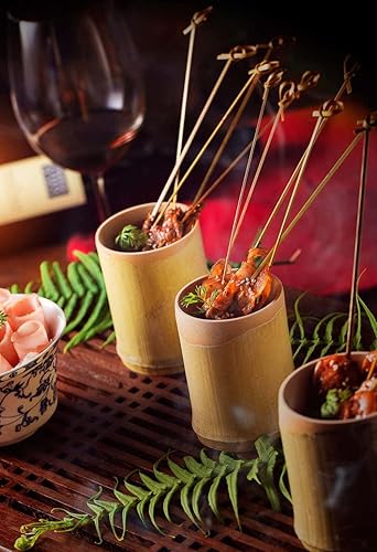 Miniatura 8 de Gmark Pinchos de nudo de bambú de 6" 200 ct, puntas torcidas de bambú púas de cóctel GM1030