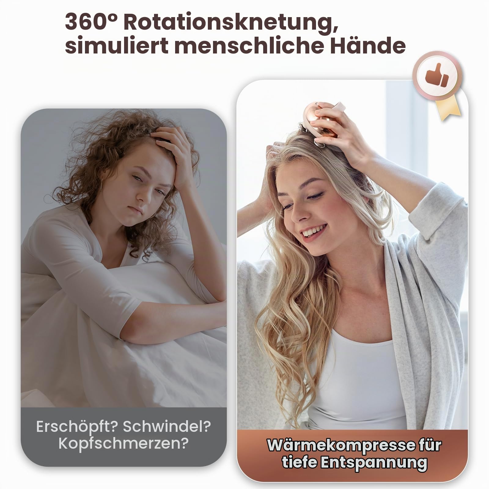 arboleaf Kopfmassage elektrisch mit Wärmefunktion 4 Stufen für Entspannung | Kopfhaut-Massagegerät IPX7 wasserdicht mit Warmköpfen & abnehmbarer Massageköpfen, handliches Kopfmassagegerät
