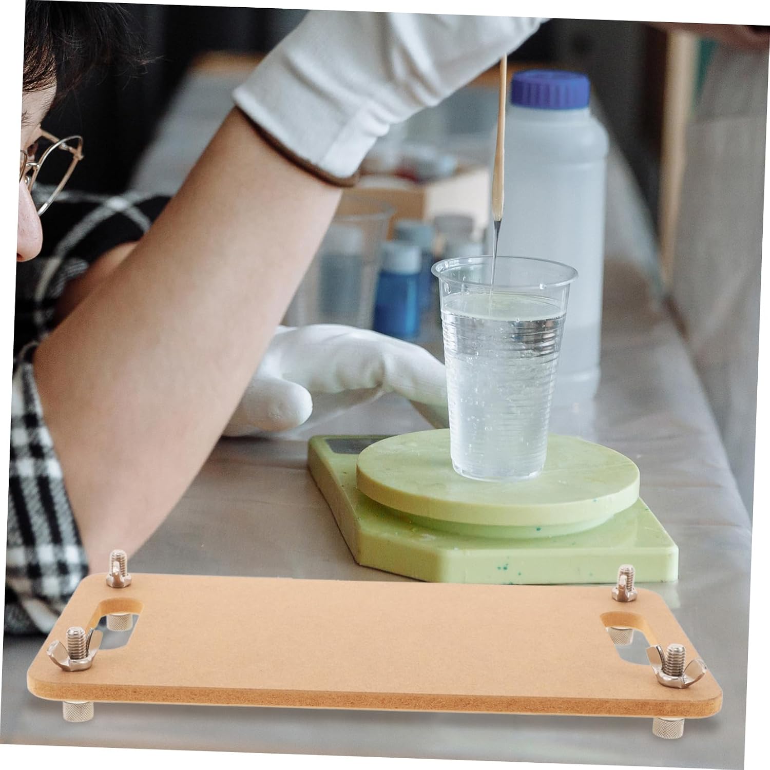 VILLFUL Portable Clay Board Built-in Handle High Density Sculpting Tool Board for Clay Crafts Pottery Art