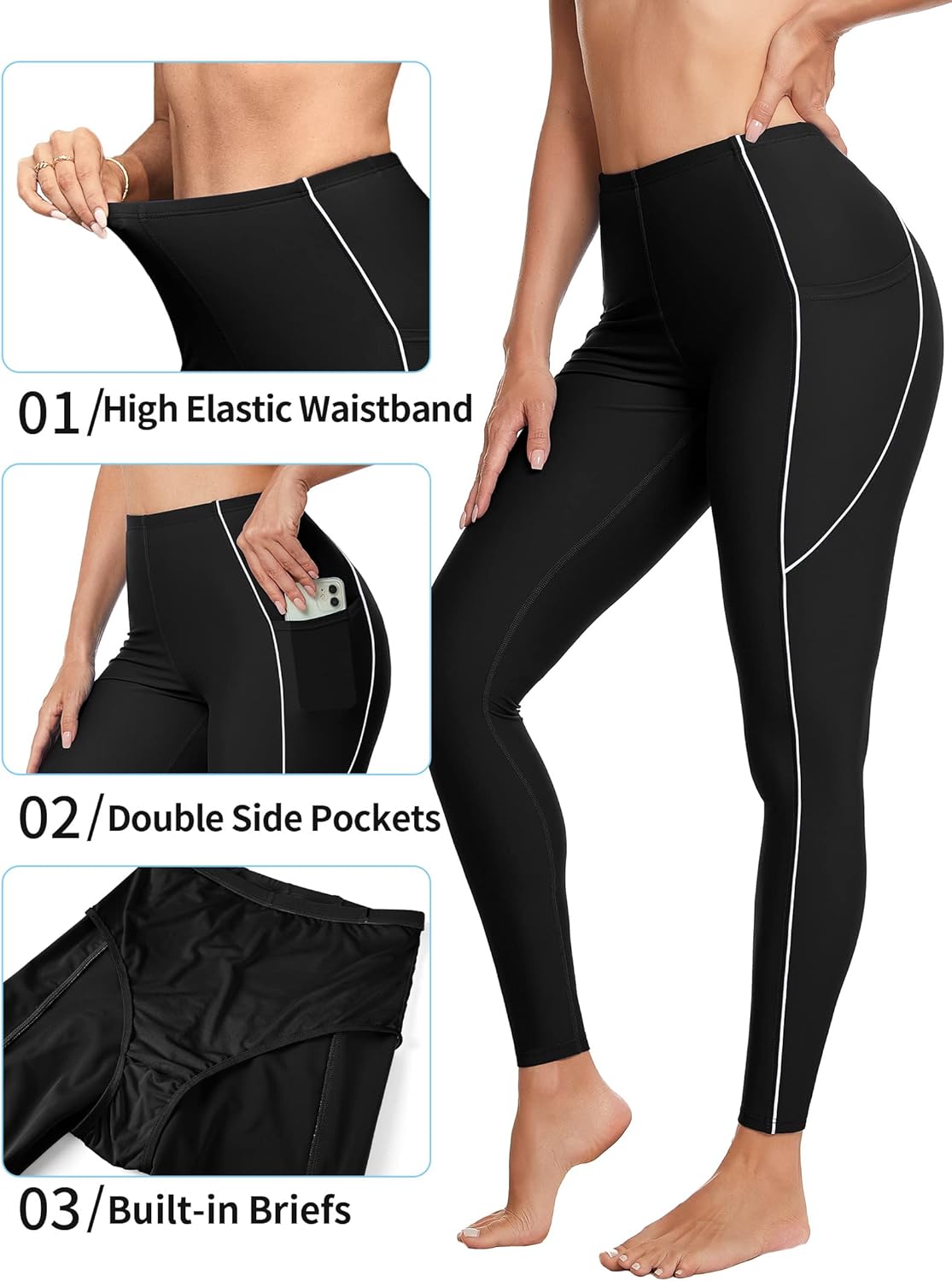 ATTRACO High Waisted Swim Pants - Women's Swim Leggings - Image 4