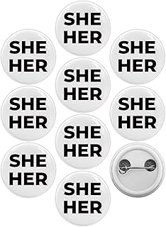 She Her Pronouns Gender Identity LGBTQ Pinback Buttons Badges (1 inch)