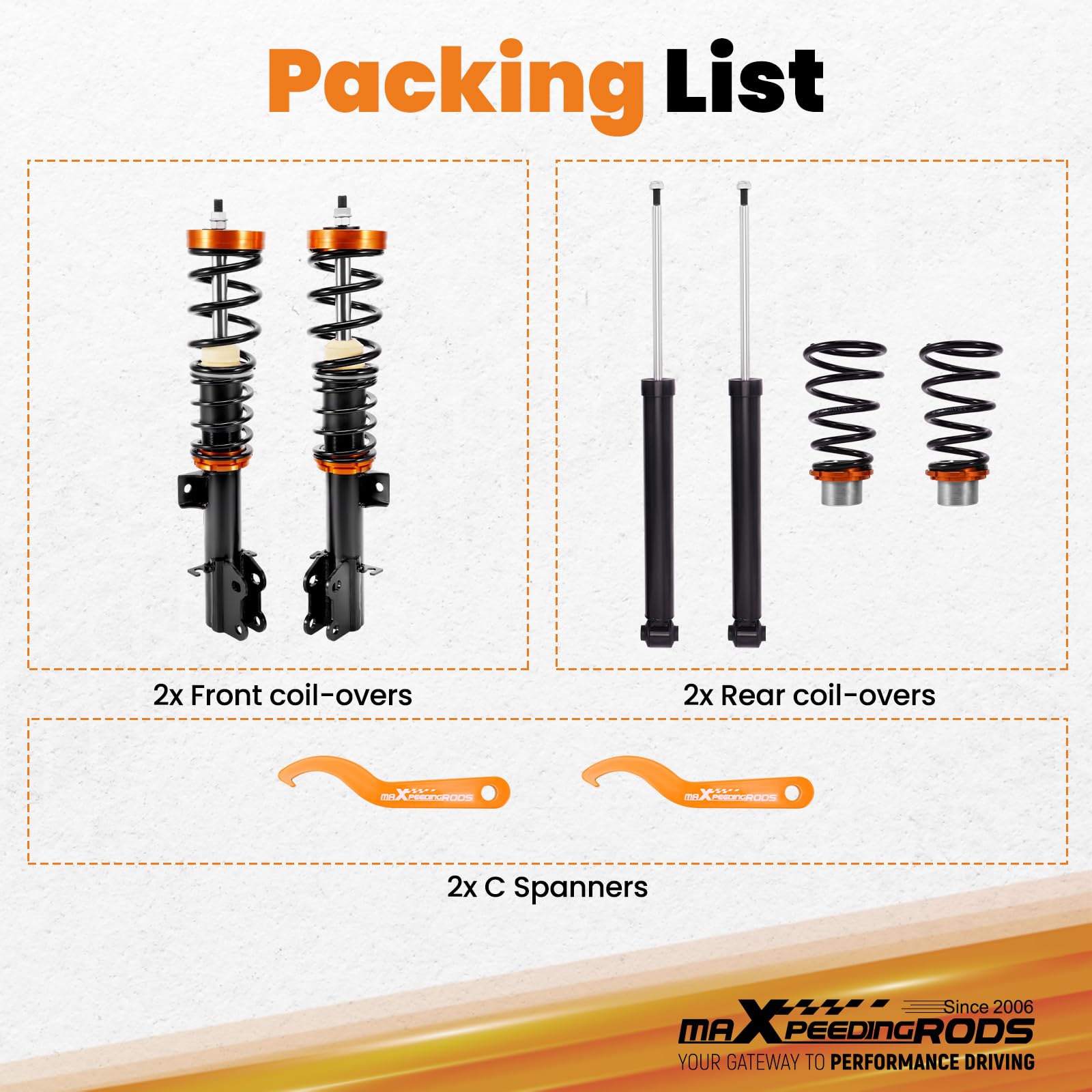 maXpeedingrods Zawieszenie gwintowane do Alfa Romeo Mito do Fiat Grande Punto do Opel Corsa D z regulacją wysokości Coilovers