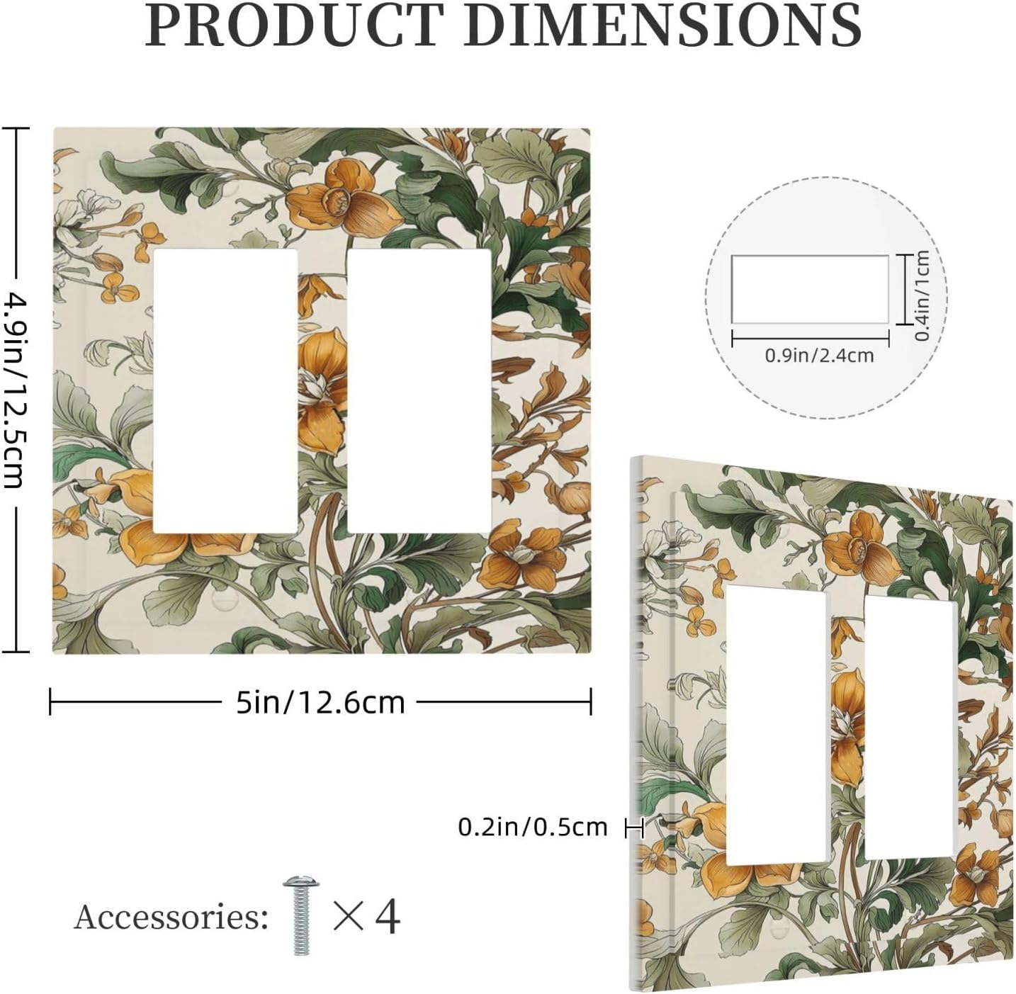 Decorative Outlet Covers Vintage Orange Floral Pattern 2 Gang Double Rocker Light Switch Cover Plate Electrical Switch Plate Cover Decorate GFCI Wall Plate for Bedroom Home Decor image 5