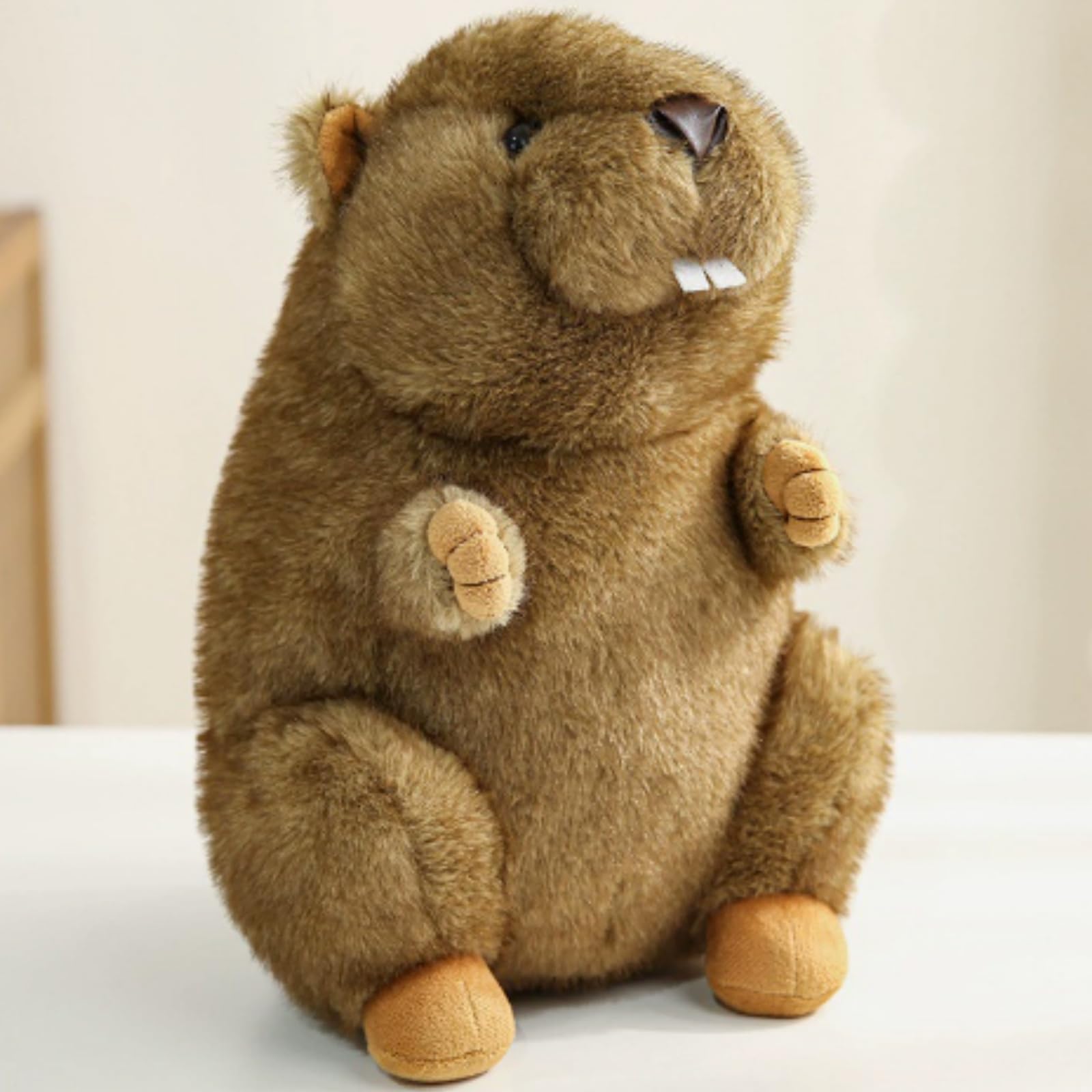 Tikwisdom 10Inches /25CM Simulation Groundhog Plush Toy - Cute Real Life Greedy Groundhog Simulation Plush Toys, Lifelike Wild Animals Simulated beaver children's gift