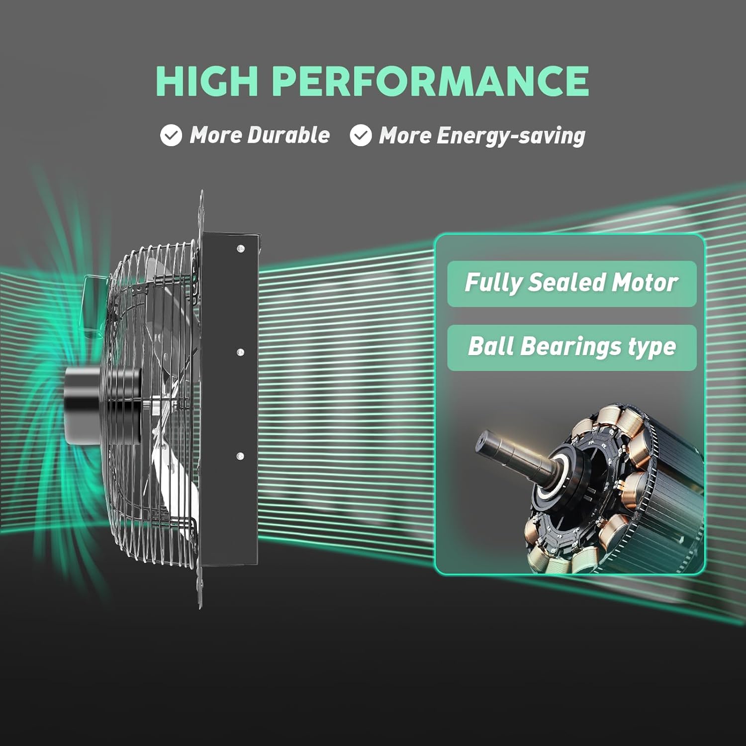 YOZON 12" Shutter Exhaust Fan with Speed Controller, Wall Mounted Wall Exhaust Fan, Automatic Shutter, High Speed, 1130CFM, Vent Fan for Garage, Greenhouse, Shed, Chicken Coop and Workshop - Black