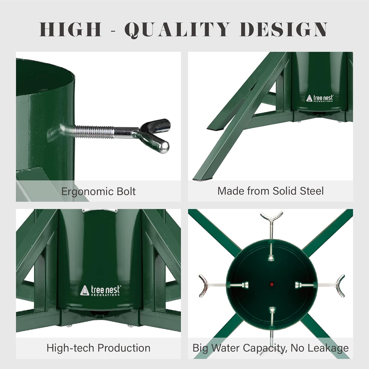 Tree Nest Christmas Tree Stand Base Tree Holder Modern Design for 10ft Real Tree Steel Stable for Xmas Tree Decoration Geometric (Large,Green)