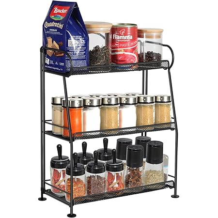 Amazon.com: G-TING Spice Rack Organizer for Countertop, 3-Tier Foldable ...