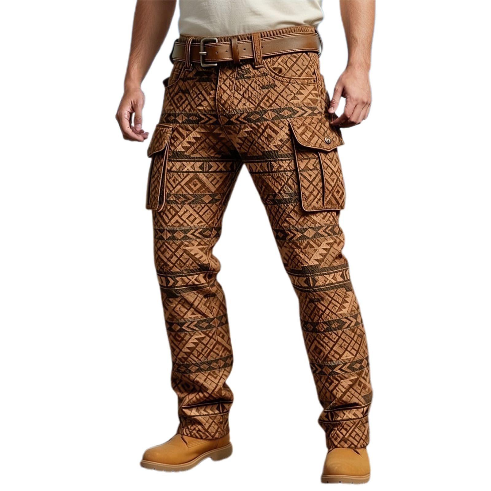 Pantalon cargo d'été ample avec imprimé vintage rétro chic - 6