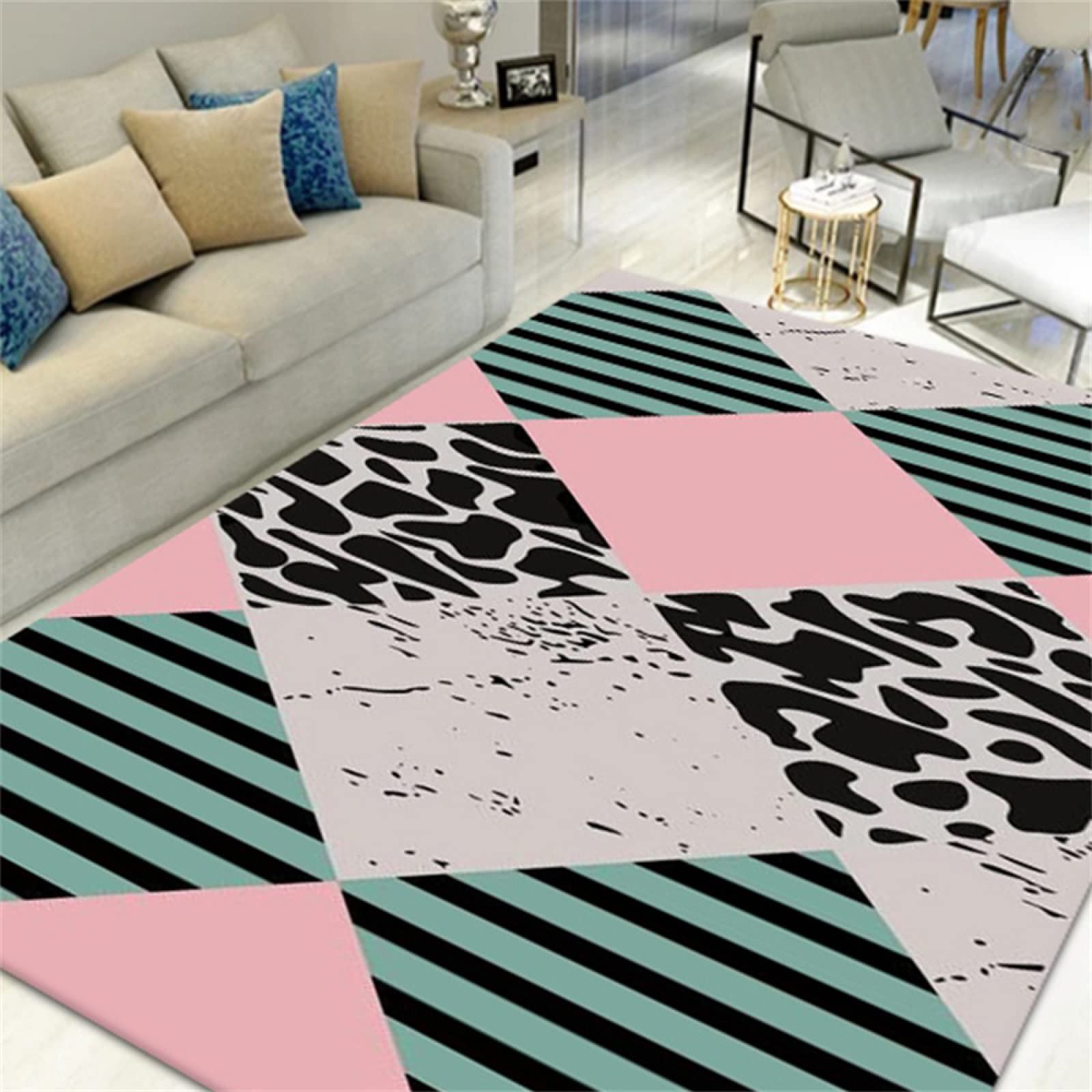 Tapis de salon géométrique 80x120 pour réchauffer un sol de chambre