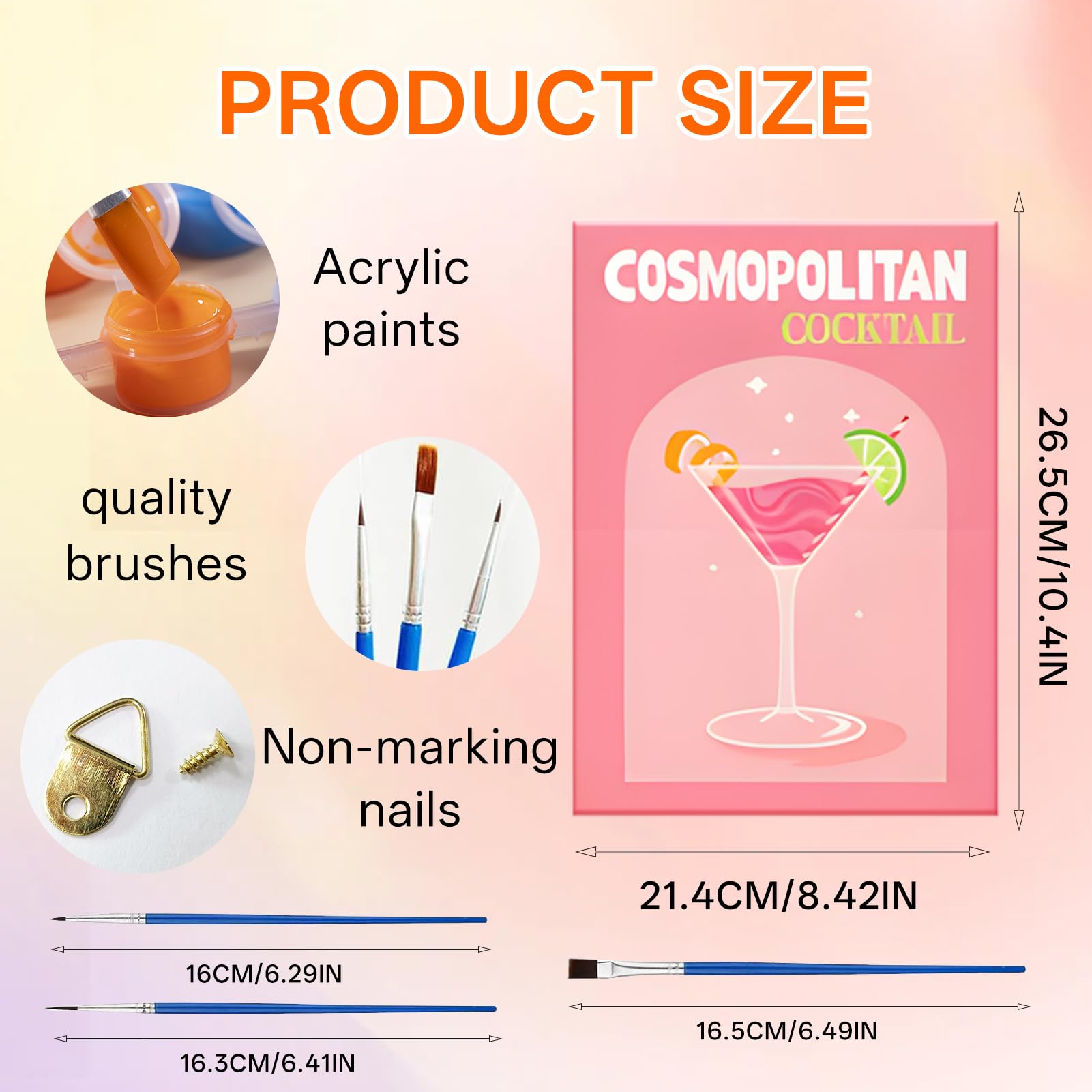 Lot De 6 Peintures Par Numéros Cocktail - Mini Peinture Par Numéros - 15 X 20 Cm - Pour Adultes Et Débutants - Peinture Par Numéros - Pour Adultes Et Débutants - Peintures Acryliques (sans Châssis