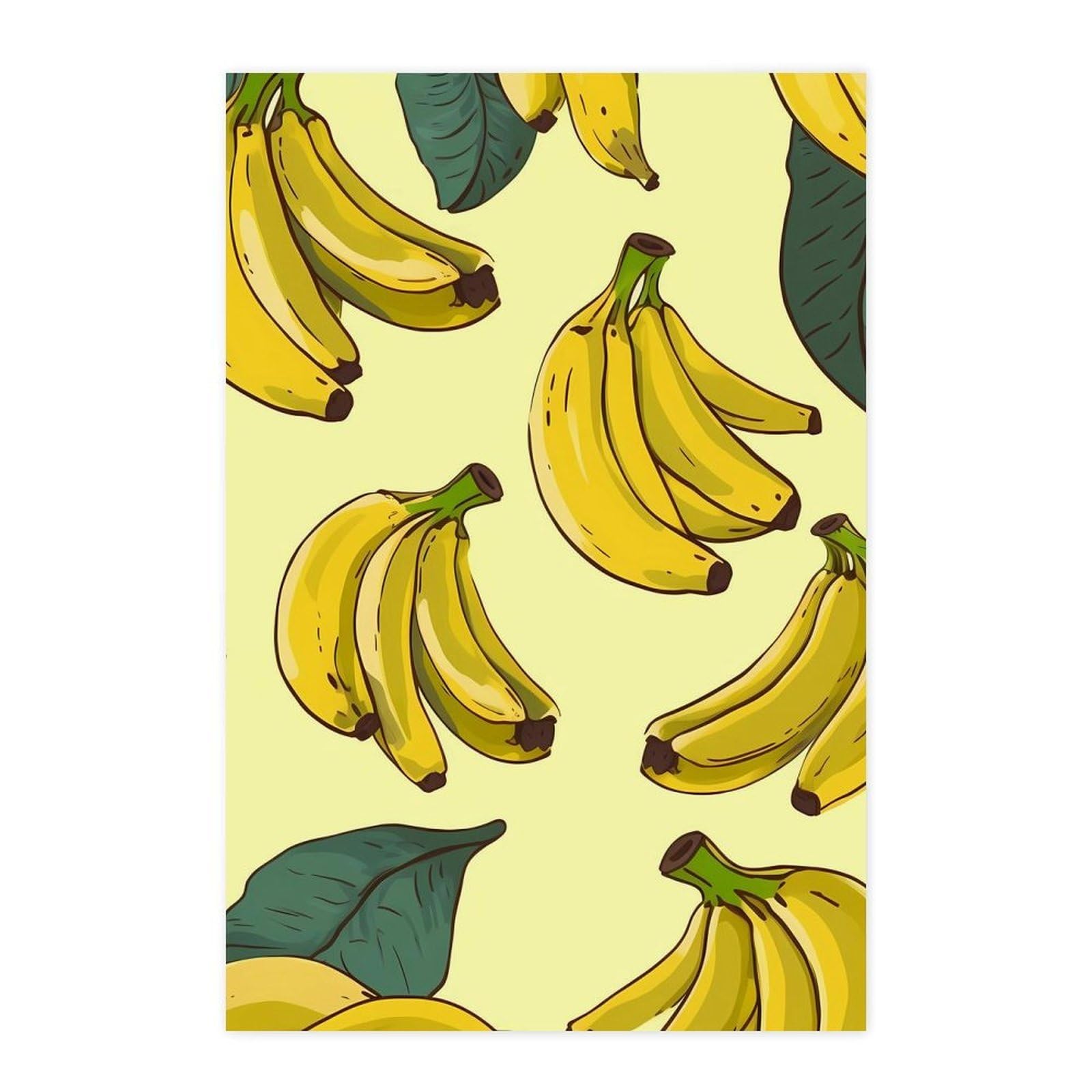 Poster autocollant imprimé bananes facile à appliquer et enlever sans trace