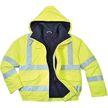 Portwest Bizflame Hi-Vis Bomber Jacket Hi Vis Viz Safety Work Protection Flame ResistantANSI 3, X Large Yellow