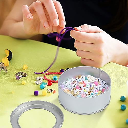 Miniatura 10 de Paquete de 20 latas de metal de 3.5 onzas, latas redondas vacías con parte superior transparente, latas de almacenamiento para cocina, oficina,