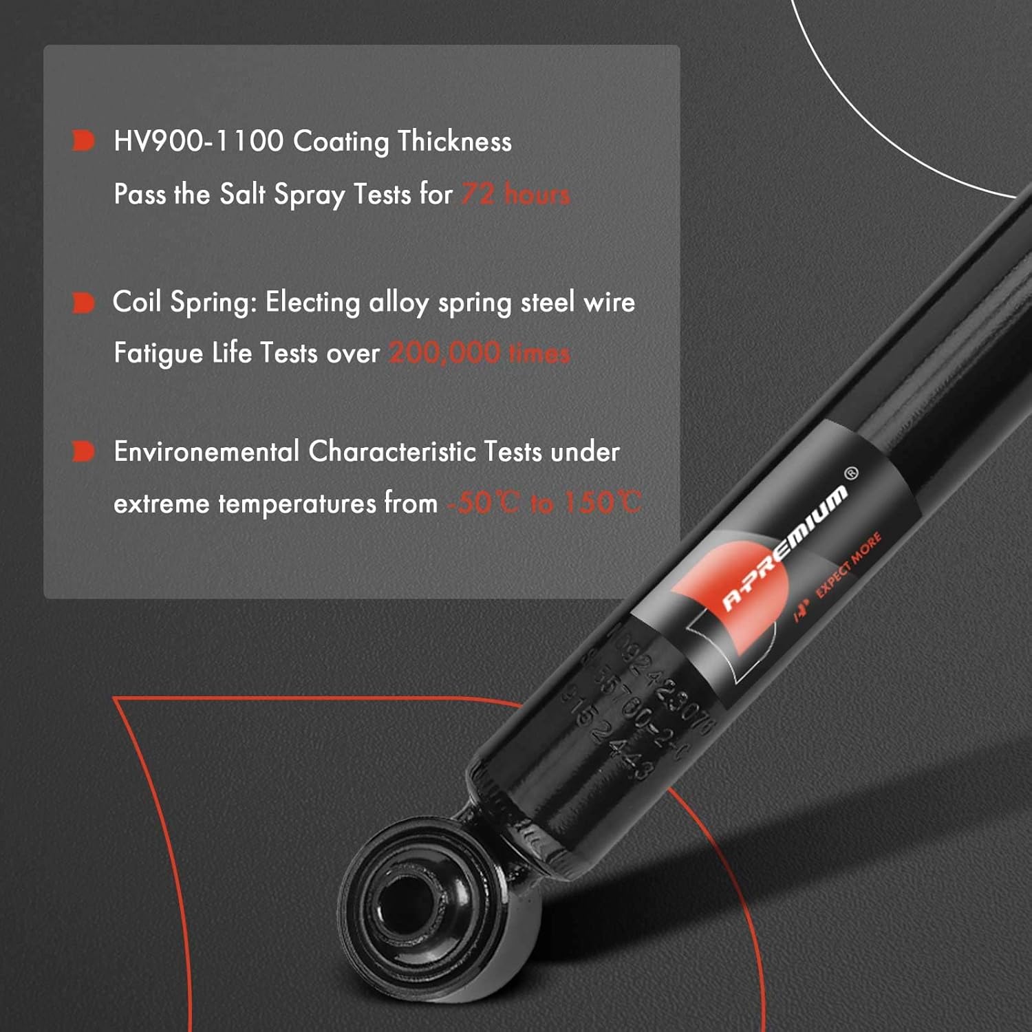 A-Premium Rear Shock Absorber Compatible with Hyundai Sonata [FWD] 2020-2025 & Kia K5 2021-2025, Set of 2