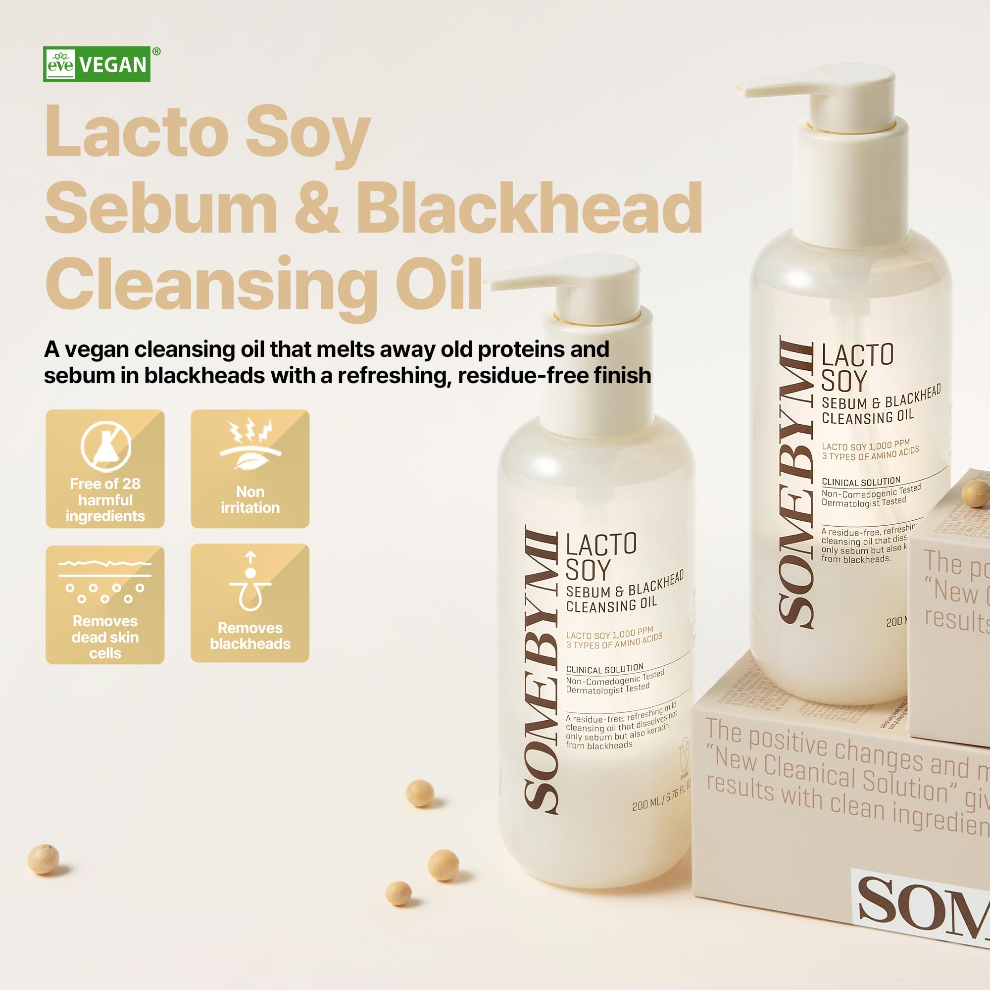 Some By Mi Lacto - Aceite limpiador de semillas de soja y puntos negros, 200 ml