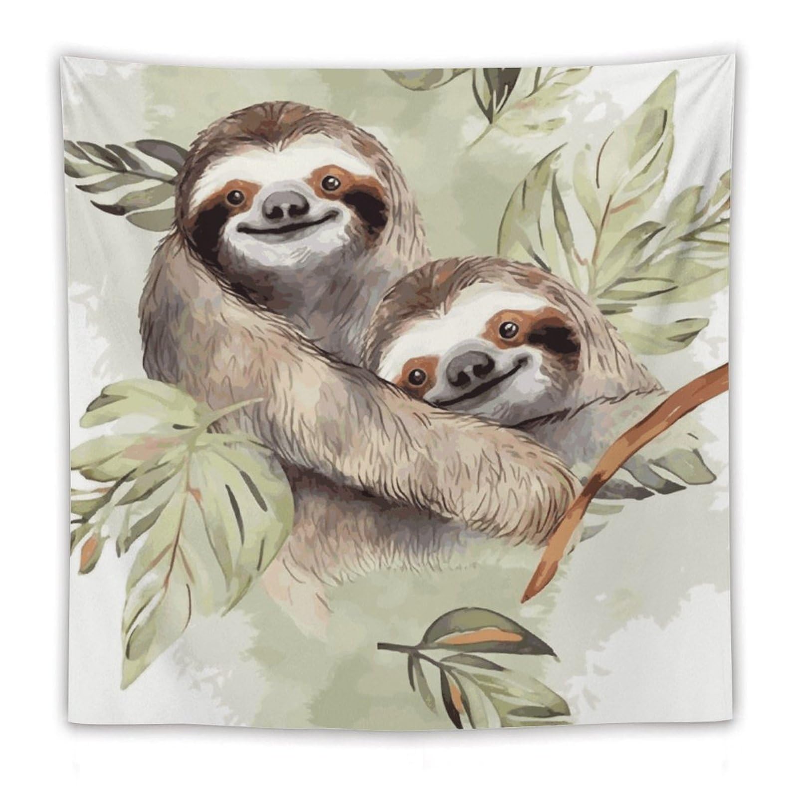 LDGSUPH Watercolor Sloth Tapestry Wall Hanging Decor Anti-fading Aesthetic Wall Tapestries Fashion Wall Blanket Decor Modern Wall Art Tapestry for Bedroom Home Decor 60"x60"