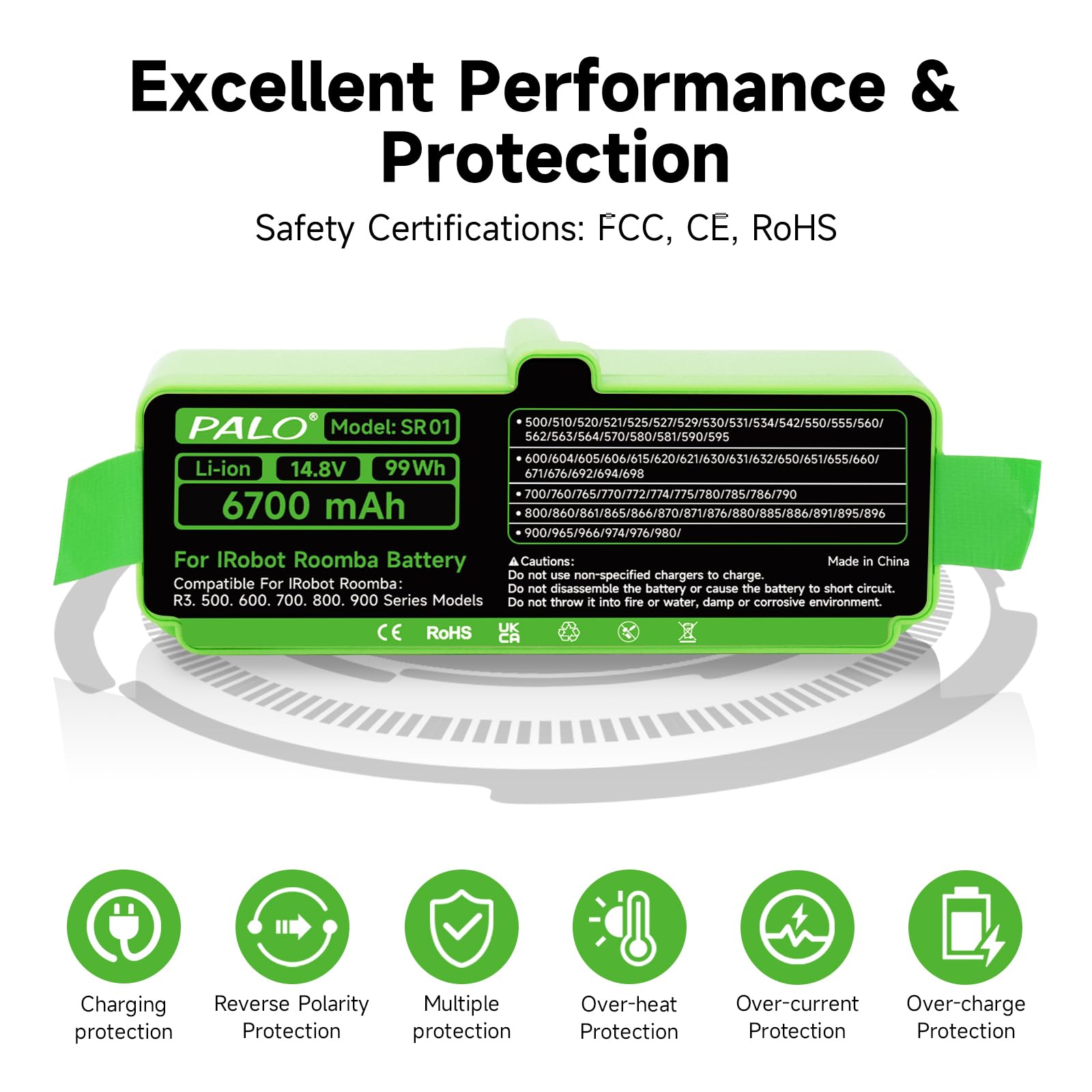 6700mAh Akku für IRobot Roomba 900/800/700/600/500 Series - Lithium Akku Kompatibel Roomba 980 960 981 985 971 966 906 896 895 890 886 880 790 780 770 760 695 692 675 620 606 555 530 520...