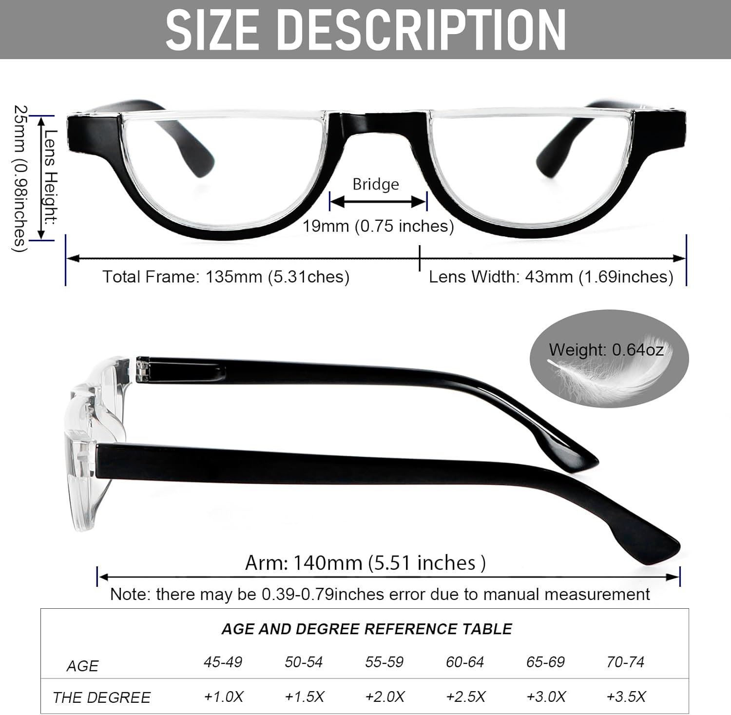 DXYXYO Half Moon Reading Glasses for Women, 3 Pack Small Semi Frame Readers with Spring Hinge Blue Light Blocking - Image 3